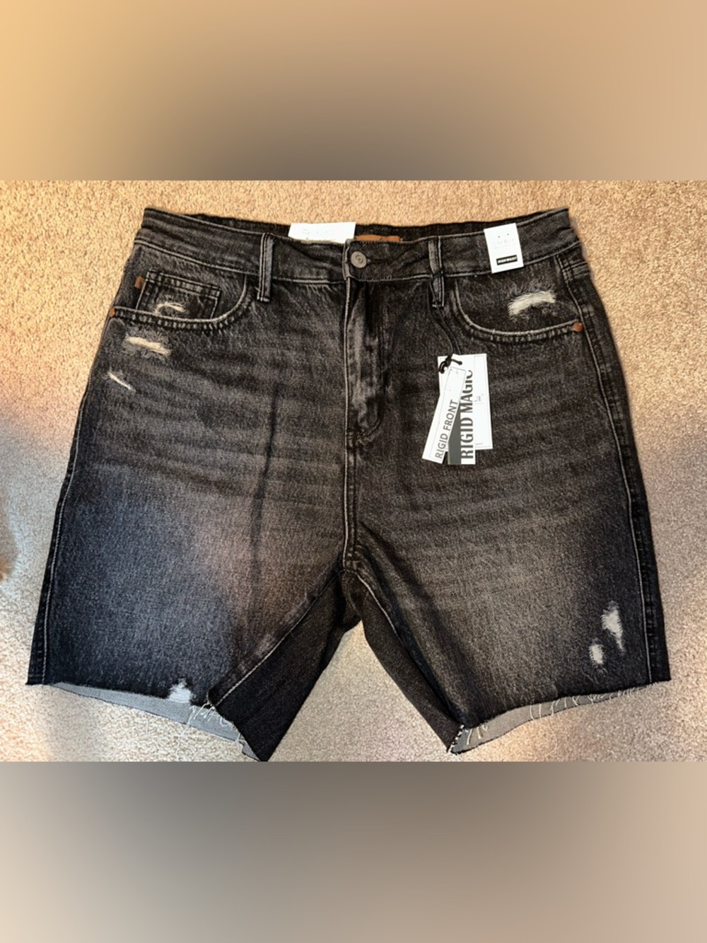 Ladies Black Washed Denim Shorts